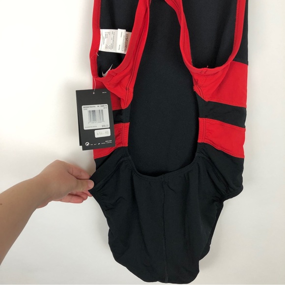 NWT Nike Hydrastrong Black & Red One Piece Swimsuit - Picture 8 of 9